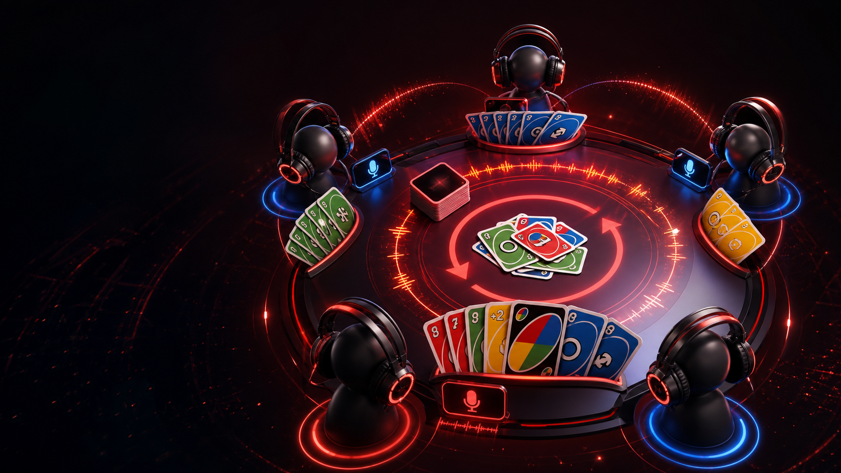 Players ready for the next round around a digital card table